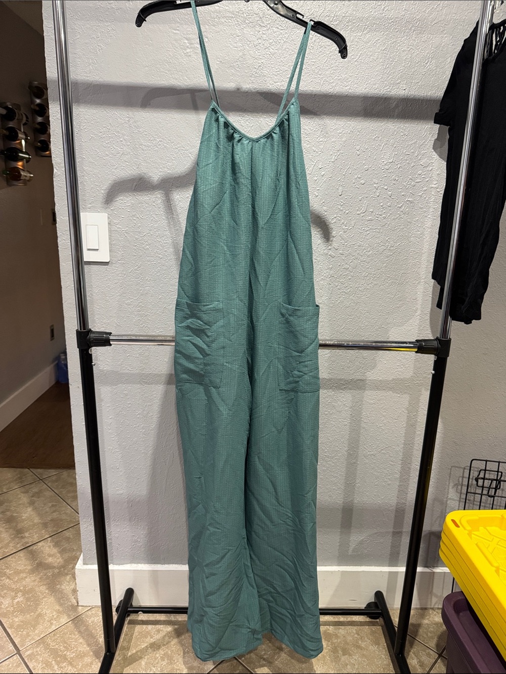 SHEIN Sage Green Spaghetti-Strap Wide Leg Jumpsuit